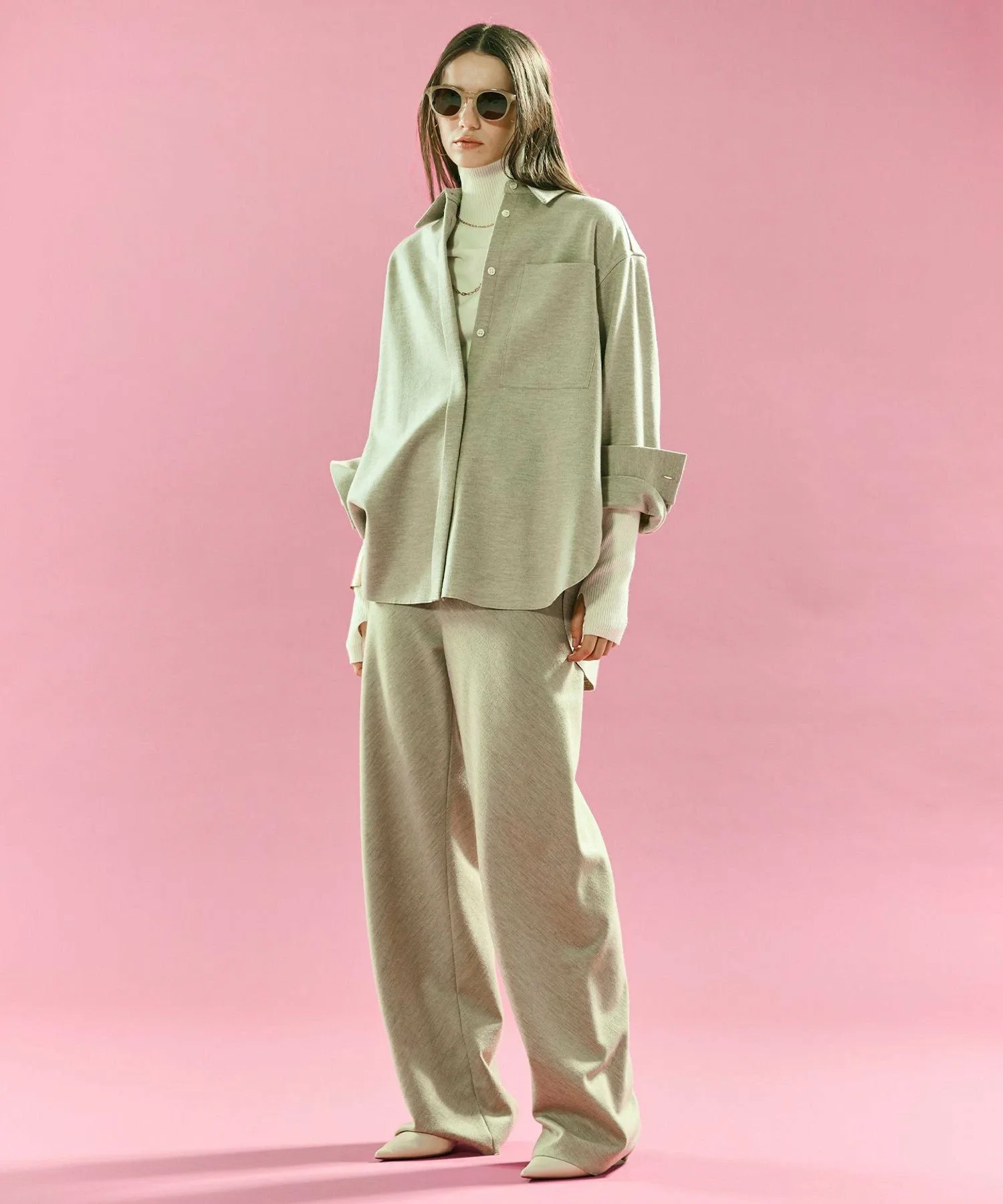 картинка MONTAIGNE / Шерстяная рубашка оверсайз Beige,, Top Taupe[033] от магазина Одежда+