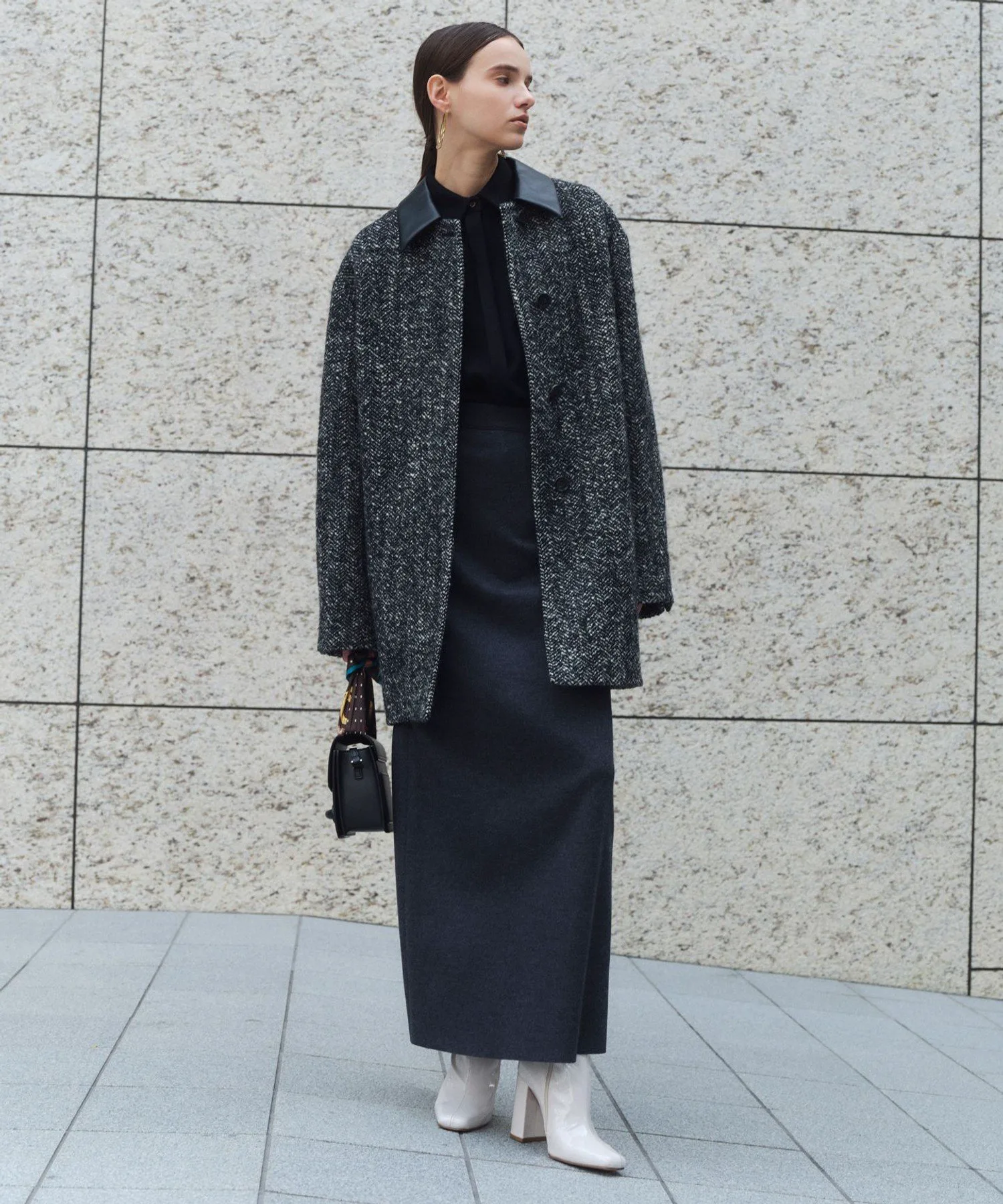 картинка MONTAIGNE / Шерстяная рубашка оверсайз Beige,, Black[005] от магазина Одежда+