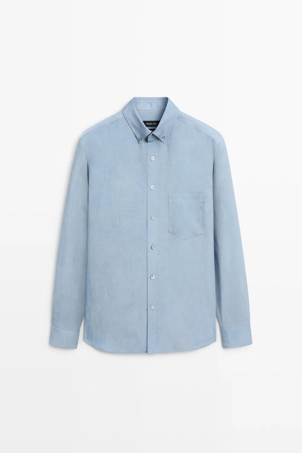 картинка Рубашка Massimo Dutti Flowing Regular Fit Lyocell-Linen, синий от магазина Одежда+