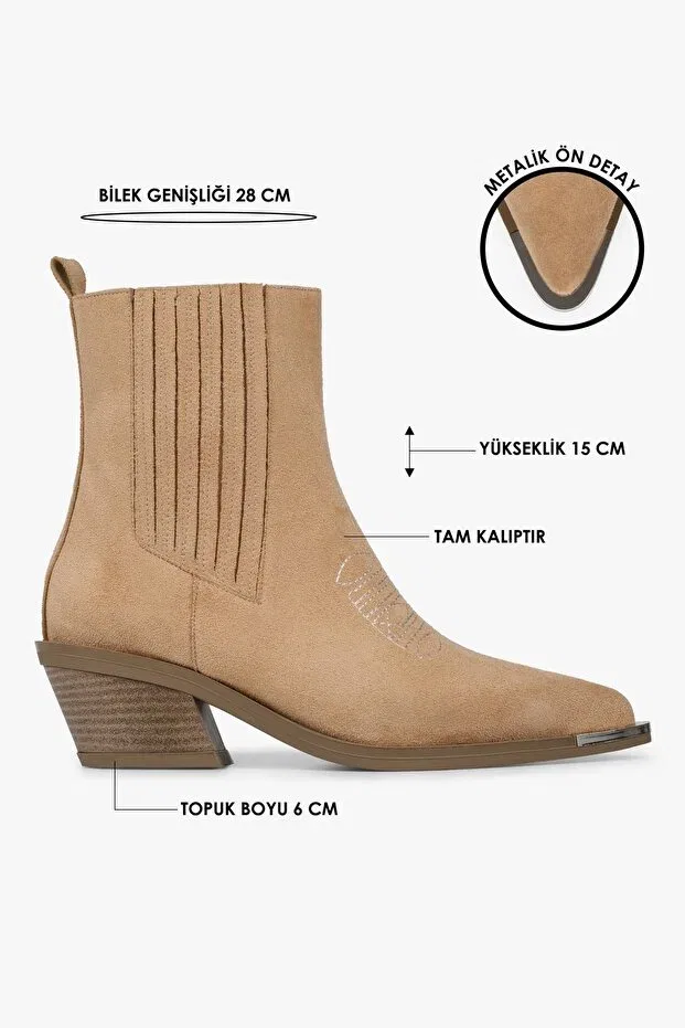 картинка Женские ботильоны с блок-каблуком Shoeberry, Camel от магазина Одежда+