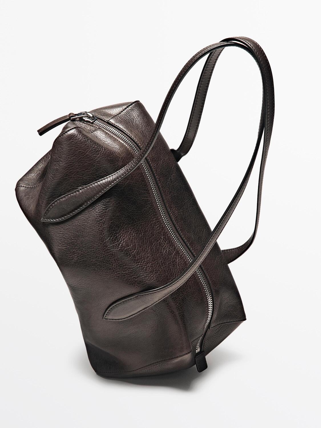 картинка Сумка Massimo Dutti Nappa Leather West Satchel, коричневый от магазина Одежда+