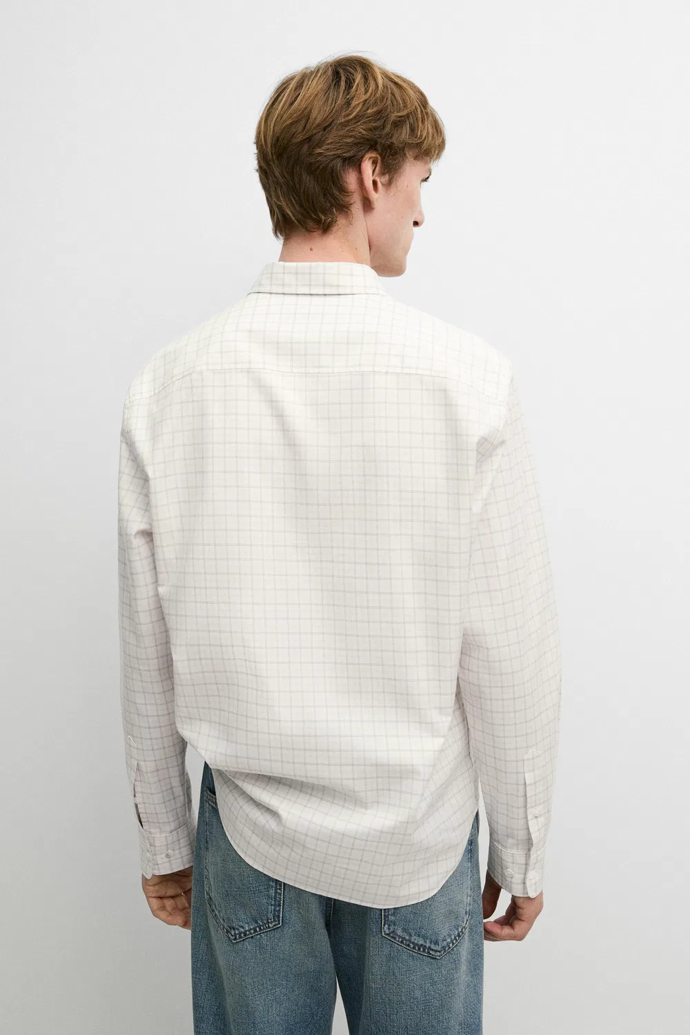 картинка Рубашка Massimo Dutti 100% Cotton Regular Fit Check, светло-бежевый от магазина Одежда+