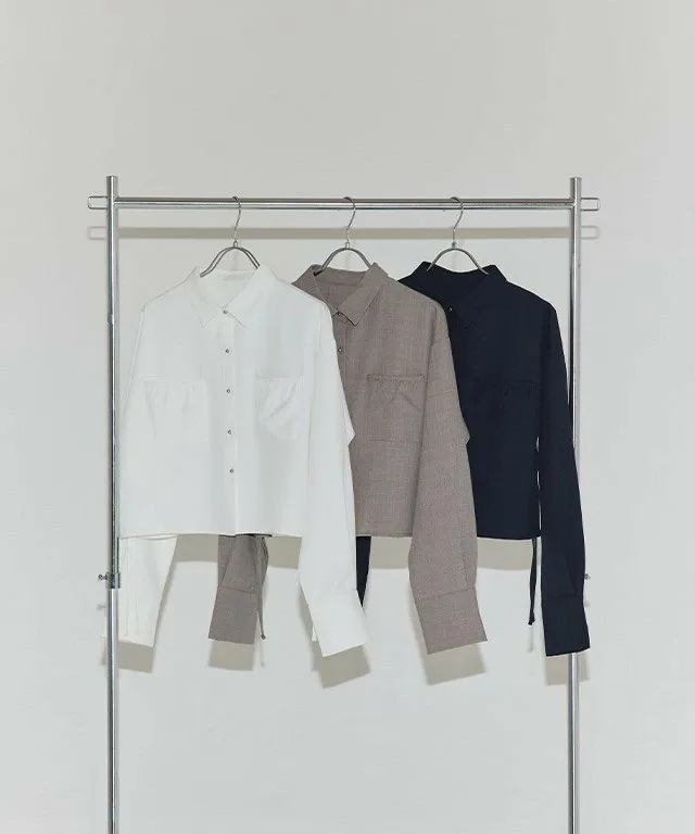 картинка Укороченная рубашка с боковым шнурком Eclam, Heathered Greige от магазина Одежда+