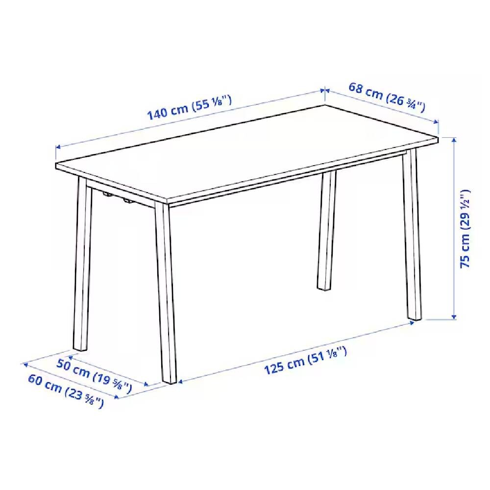 картинка Конференц-стол IKEA MITTZON, 140x68x75 см, белый/белый от магазина Одежда+