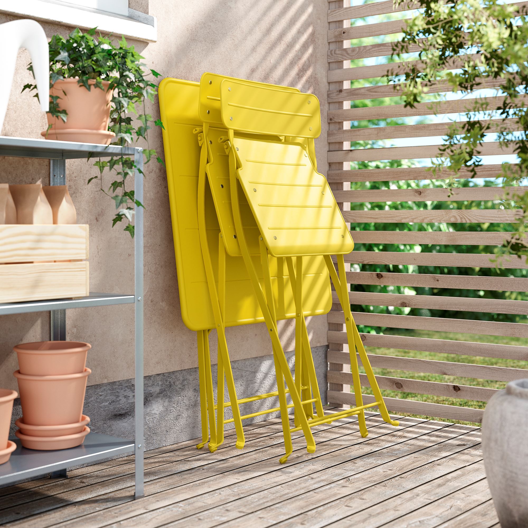 картинка Складной стол SUNDSÖ IKEA, 65x65, желтый от магазина Одежда+