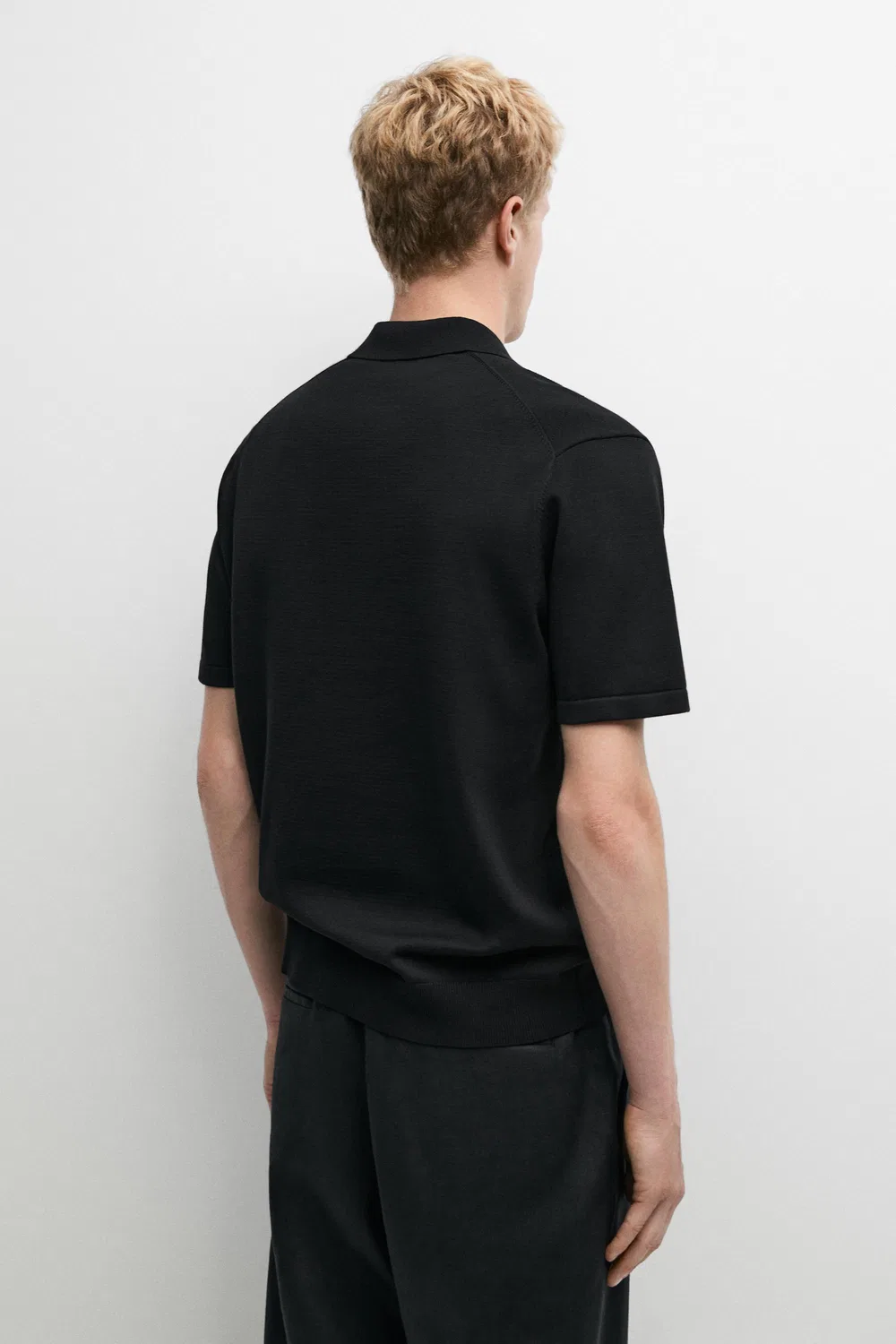 картинка Поло Massimo Dutti 100% Cotton Intarsia Knit Shirt, черный от магазина Одежда+