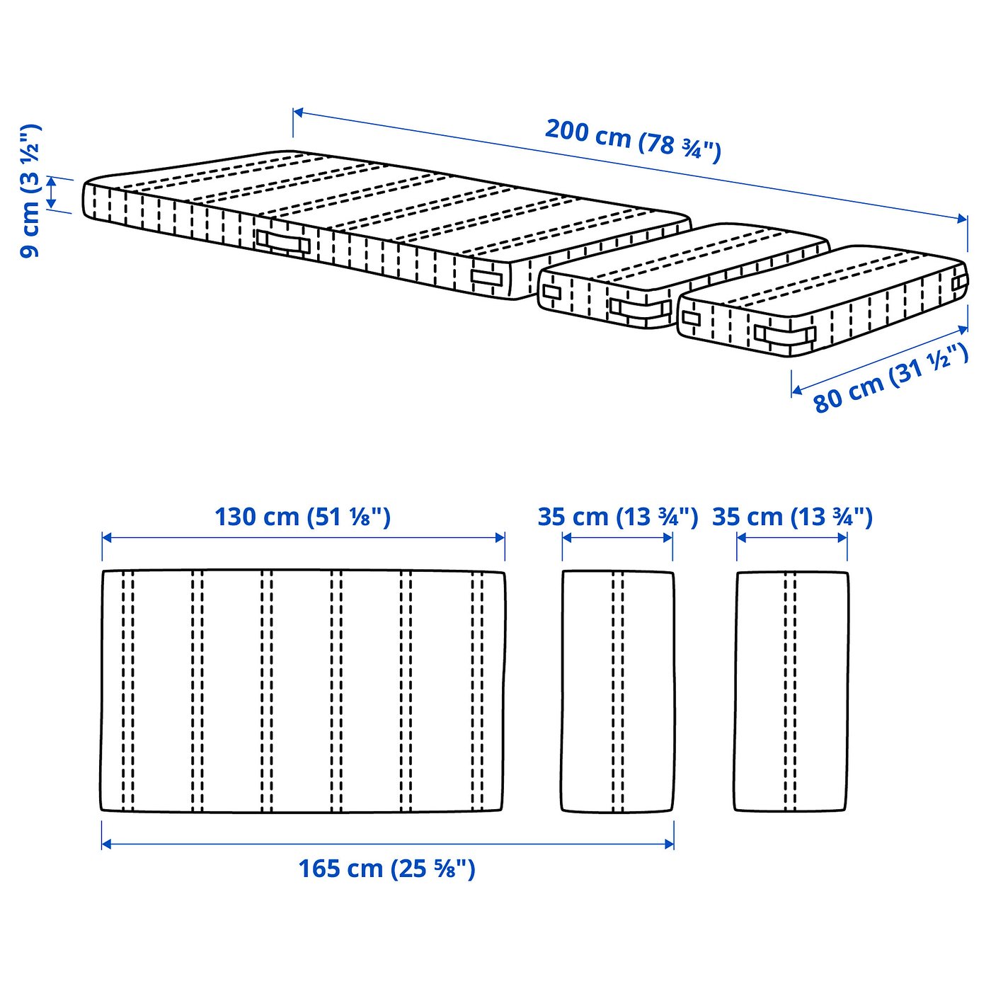 картинка Матрас беспружинный IKEA Nattsmyg, 80х200 см, белый от магазина Одежда+