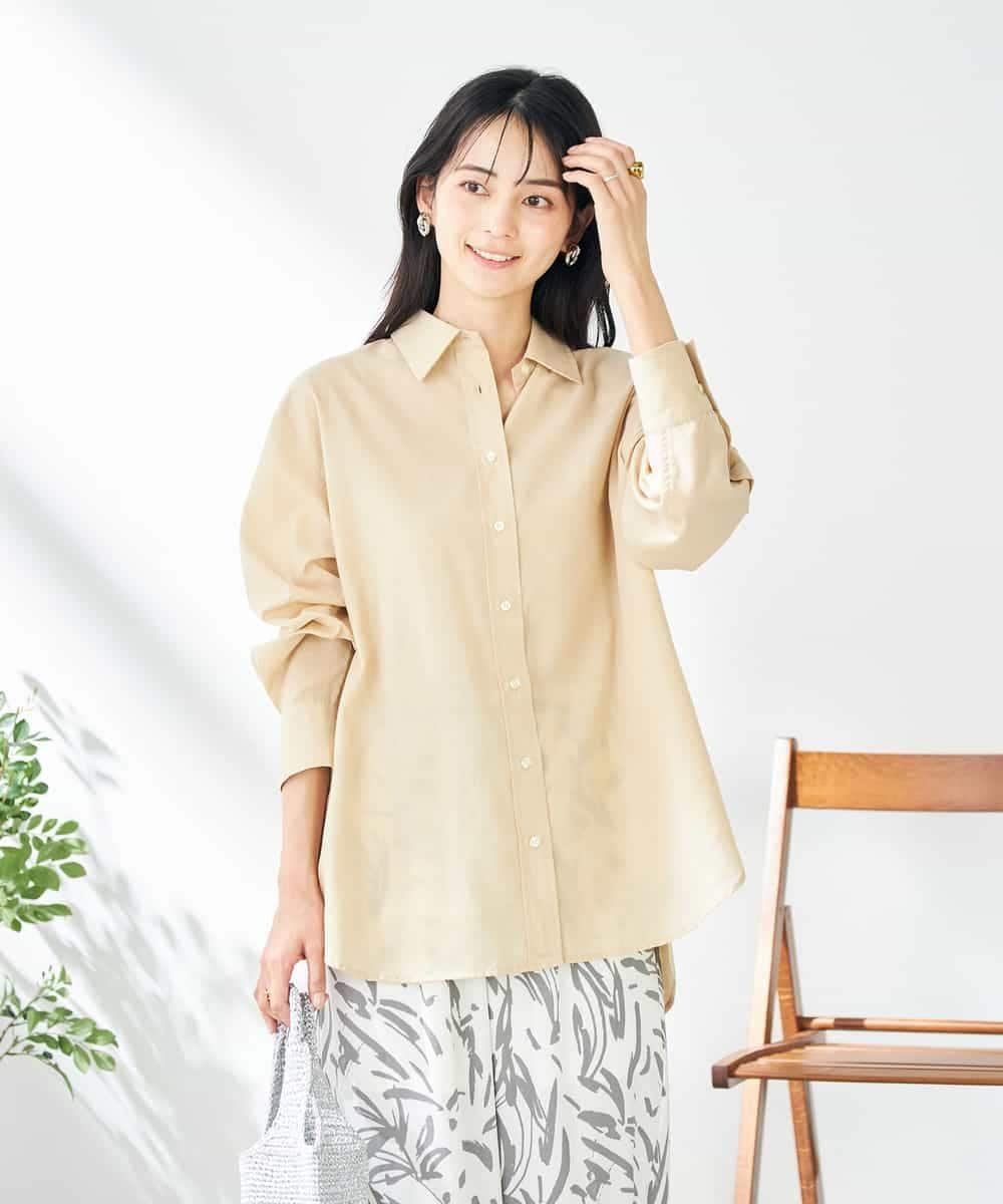 картинка Базовая рубашка из смесовой льняной ткани A.V.V, beige от магазина Одежда+