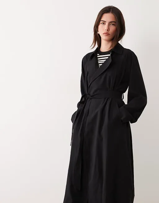 картинка Черный мягкий длинный плащ ASOS DESIGN от магазина Одежда+