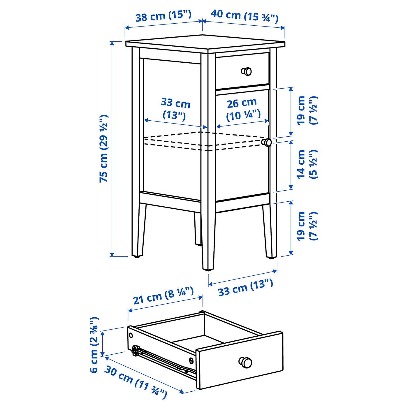 картинка Прикроватная тумба IKEA GULLABERG, 38x40x75 см, белый от магазина Одежда+