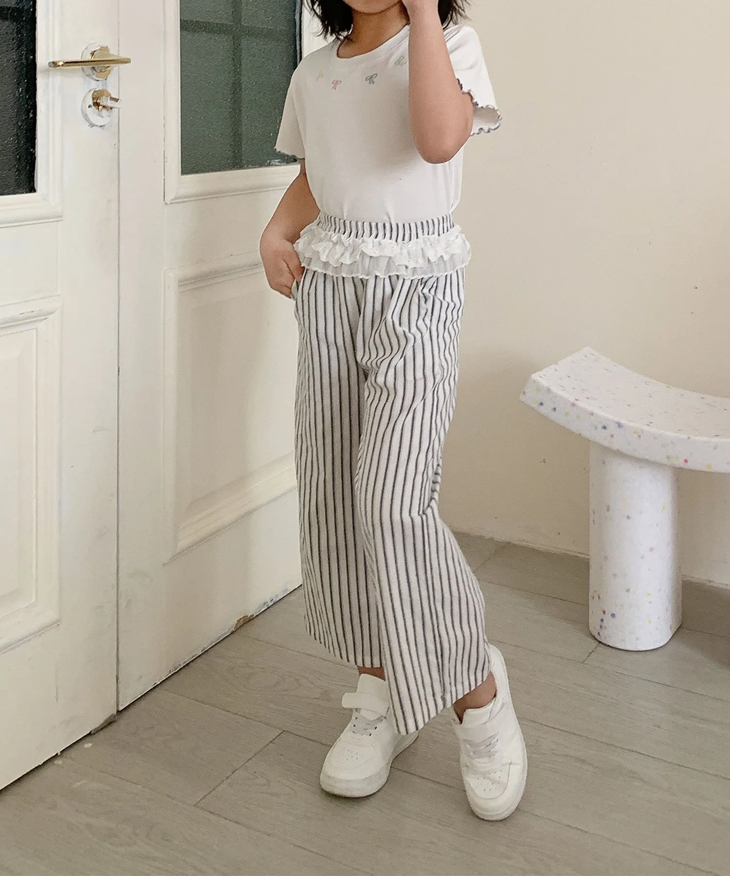 картинка Детские полосатые широкие штаны Aimoha Kids, gray от магазина Одежда+