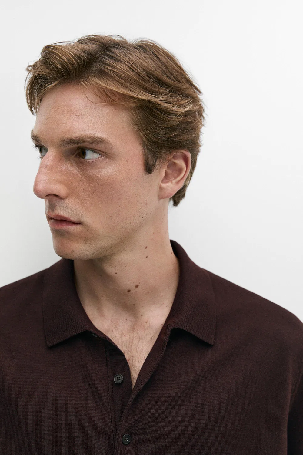 картинка Поло-свитер Massimo Dutti 100% Merino Wool Knit, бордовый от магазина Одежда+