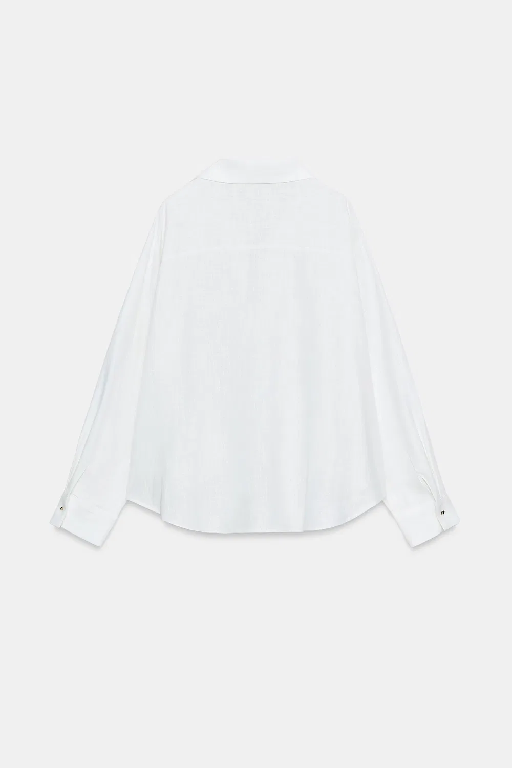 картинка Рубашка из льняной смеси с пышным низом. ZARA, White от магазина Одежда+