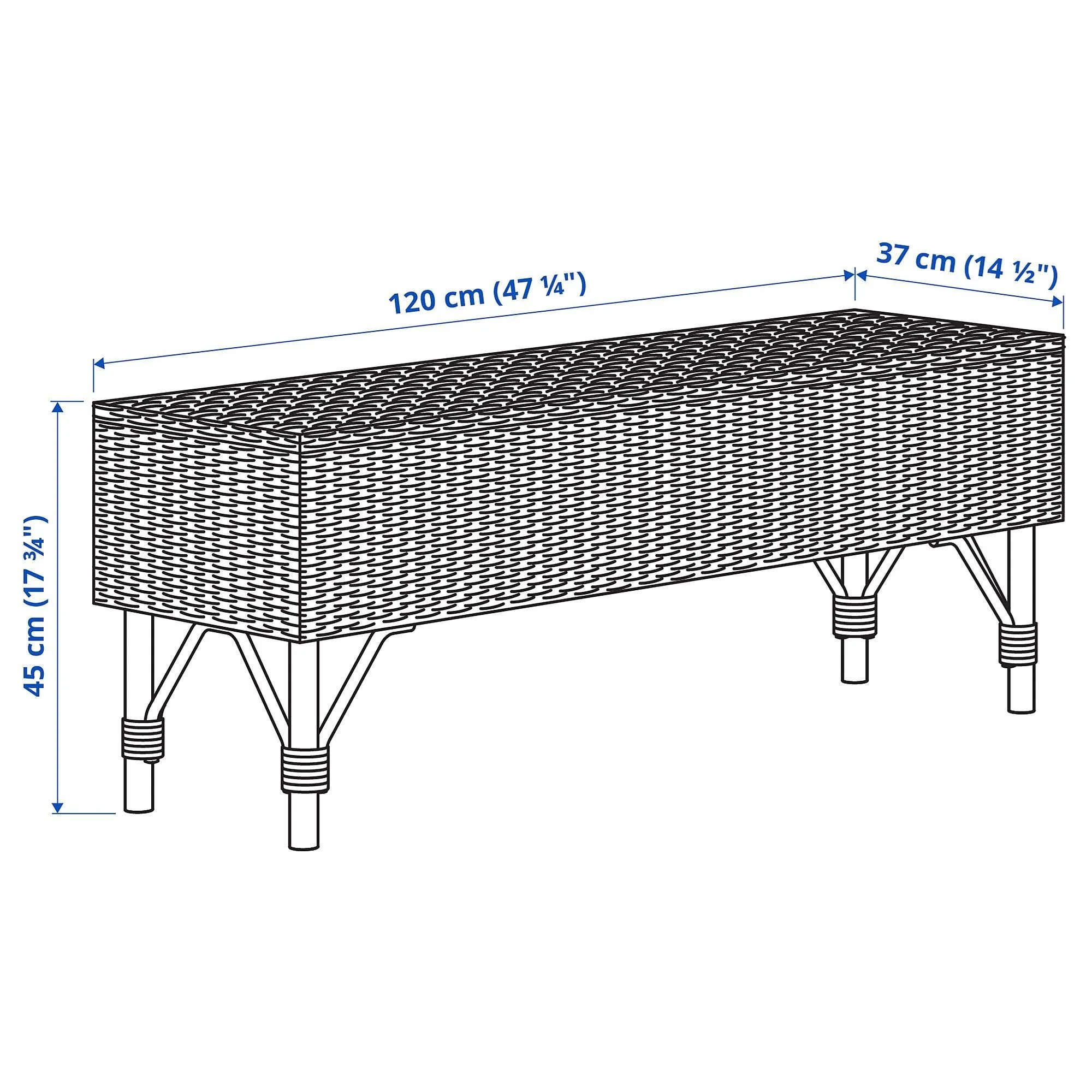 картинка Скамейка, ротанг, 120 см, TOLKNING IKEA от магазина Одежда+