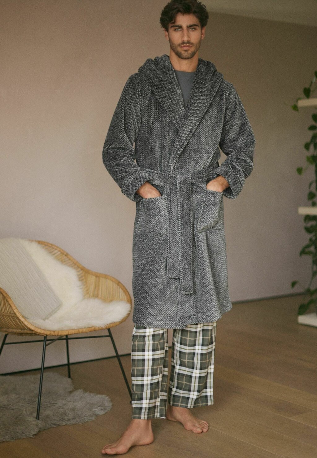 картинка Халат Next HOODED REGULAR FIT, серый от магазина Одежда+