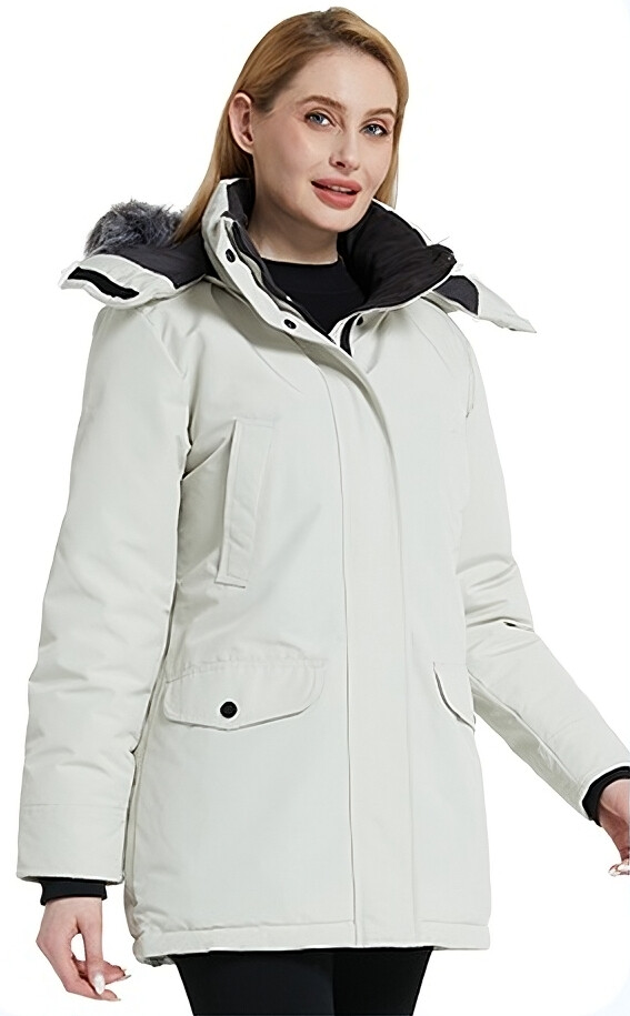 картинка Парка Wantdo Waterproof Hooded Faux Fur, серовато-белый от магазина Одежда+