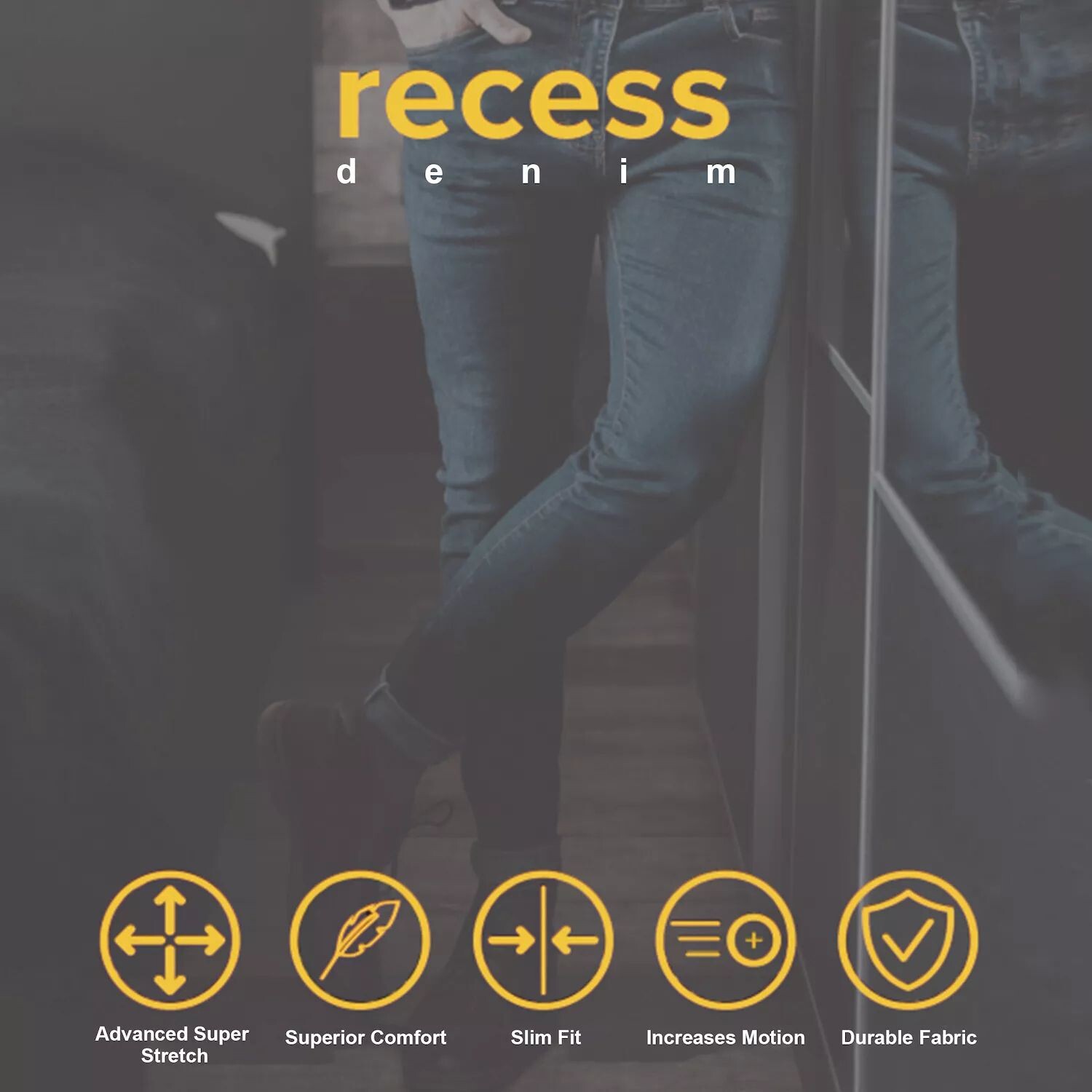 картинка Мужские рваные джинсы узкого кроя с 5 карманами Recess от магазина Одежда+