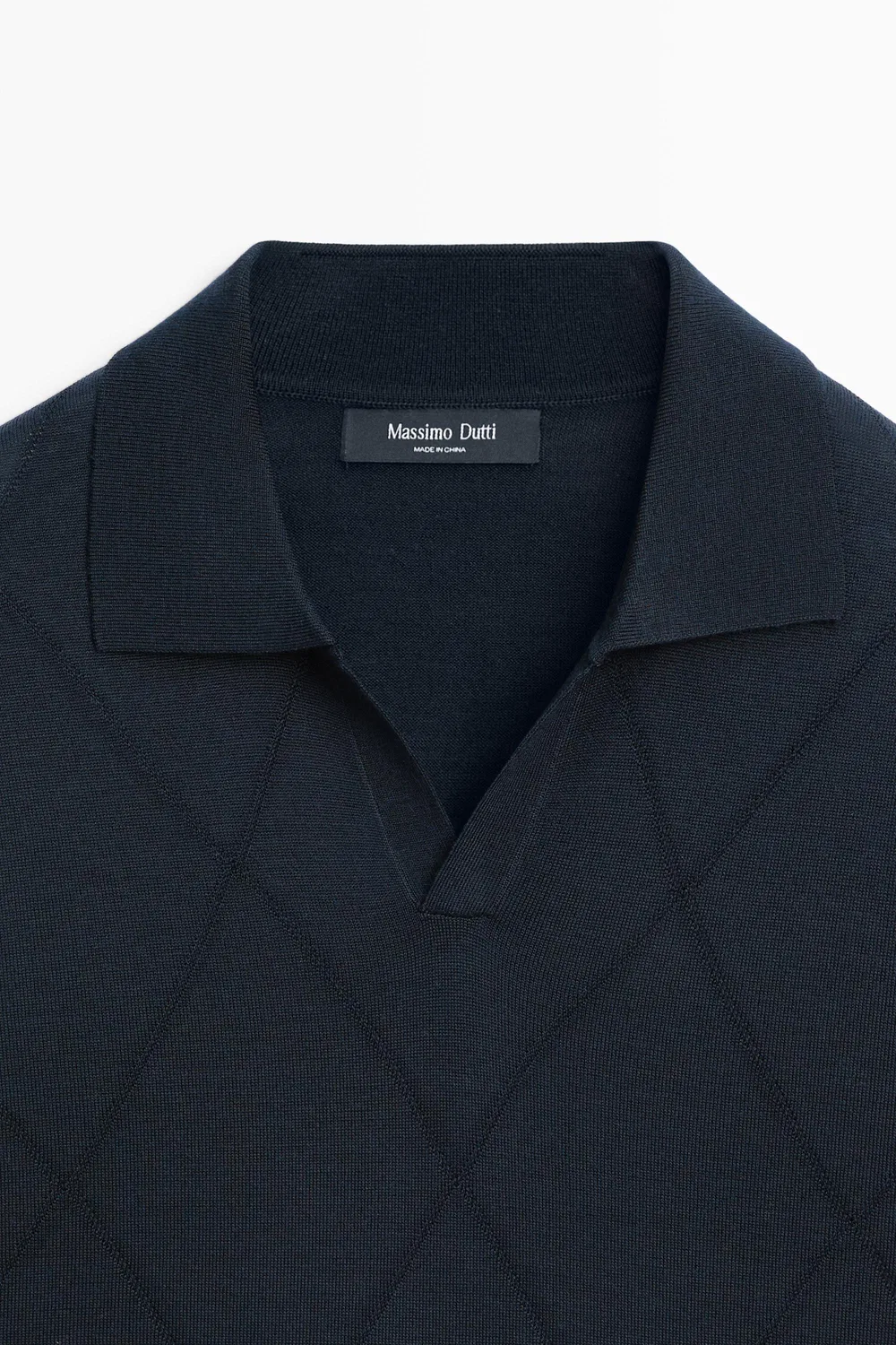 картинка Свитер-поло Massimo Dutti Argyle Knit, темно-синий от магазина Одежда+