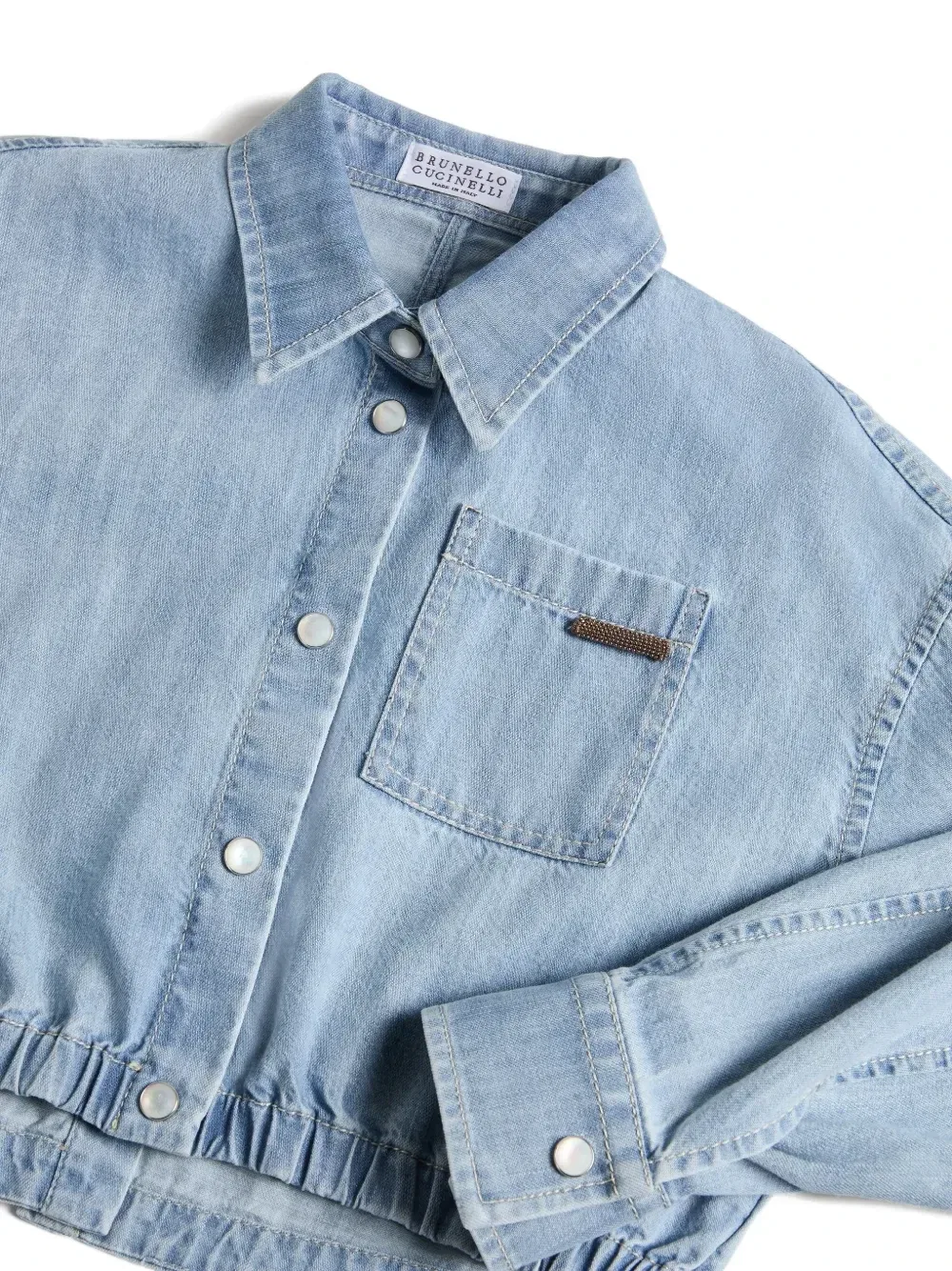 картинка Рубашка с декором Monili Brunello Cucinelli Kids, синий от магазина Одежда+