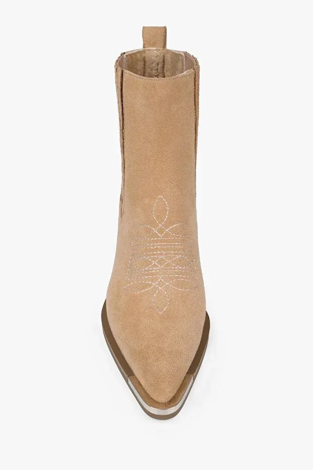 картинка Женские ботильоны с блок-каблуком Shoeberry, Camel от магазина Одежда+