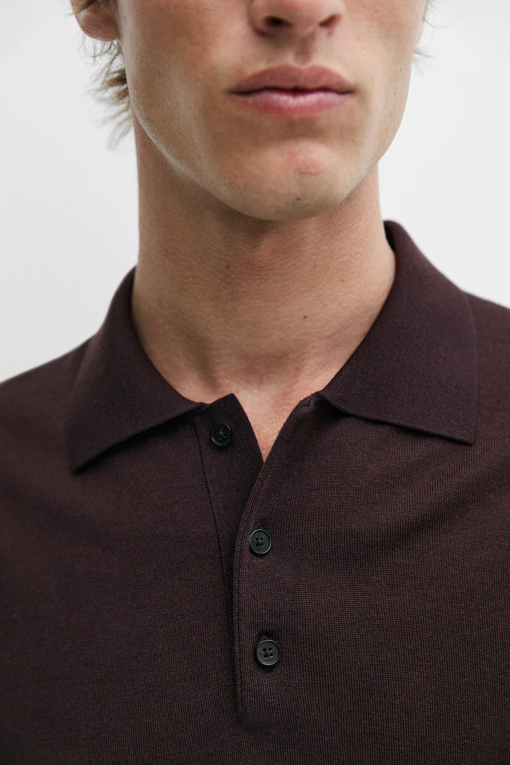 картинка Поло Massimo Dutti Wool Blend Knit Shirt, бордовый от магазина Одежда+