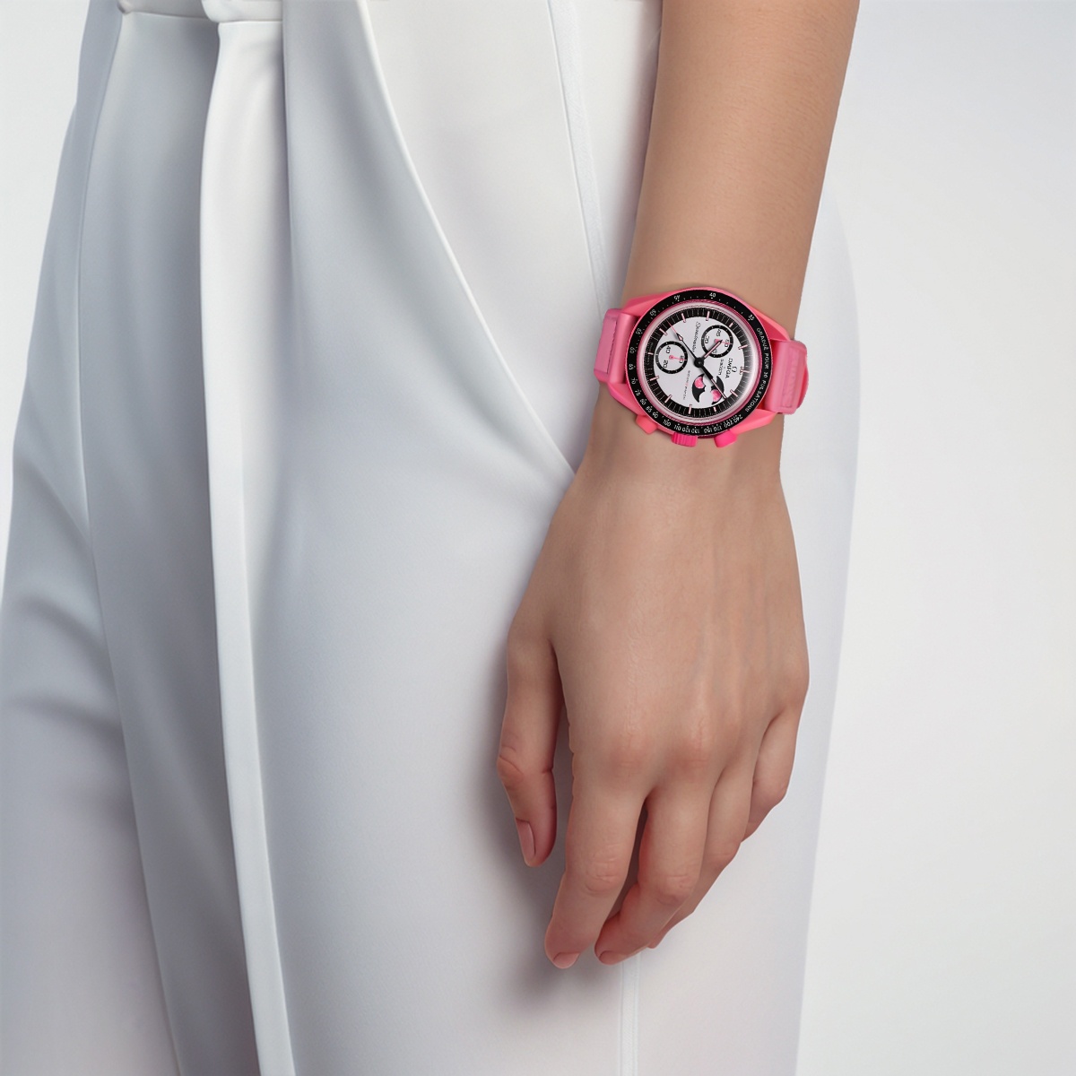 картинка Часы Swatch X Omega Moonswatch Mission To The Pink Moonphase от магазина Одежда+