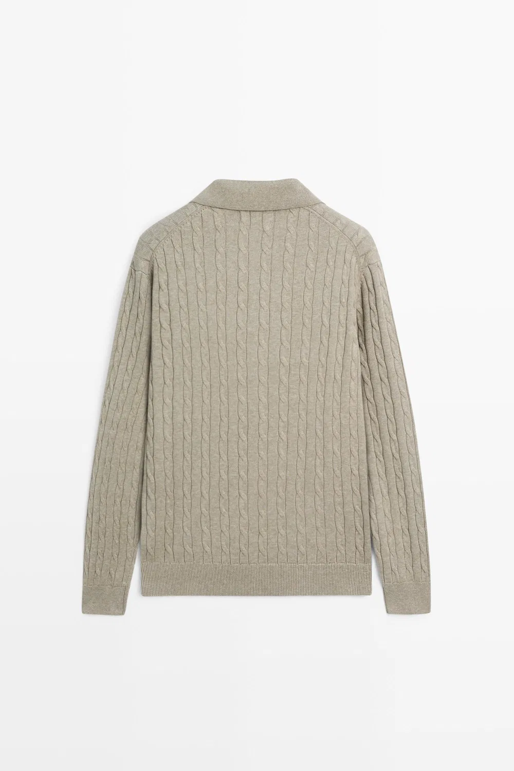 картинка Поло-свитер Massimo Dutti 100% Cotton Cable-knit, серовато-зеленый от магазина Одежда+