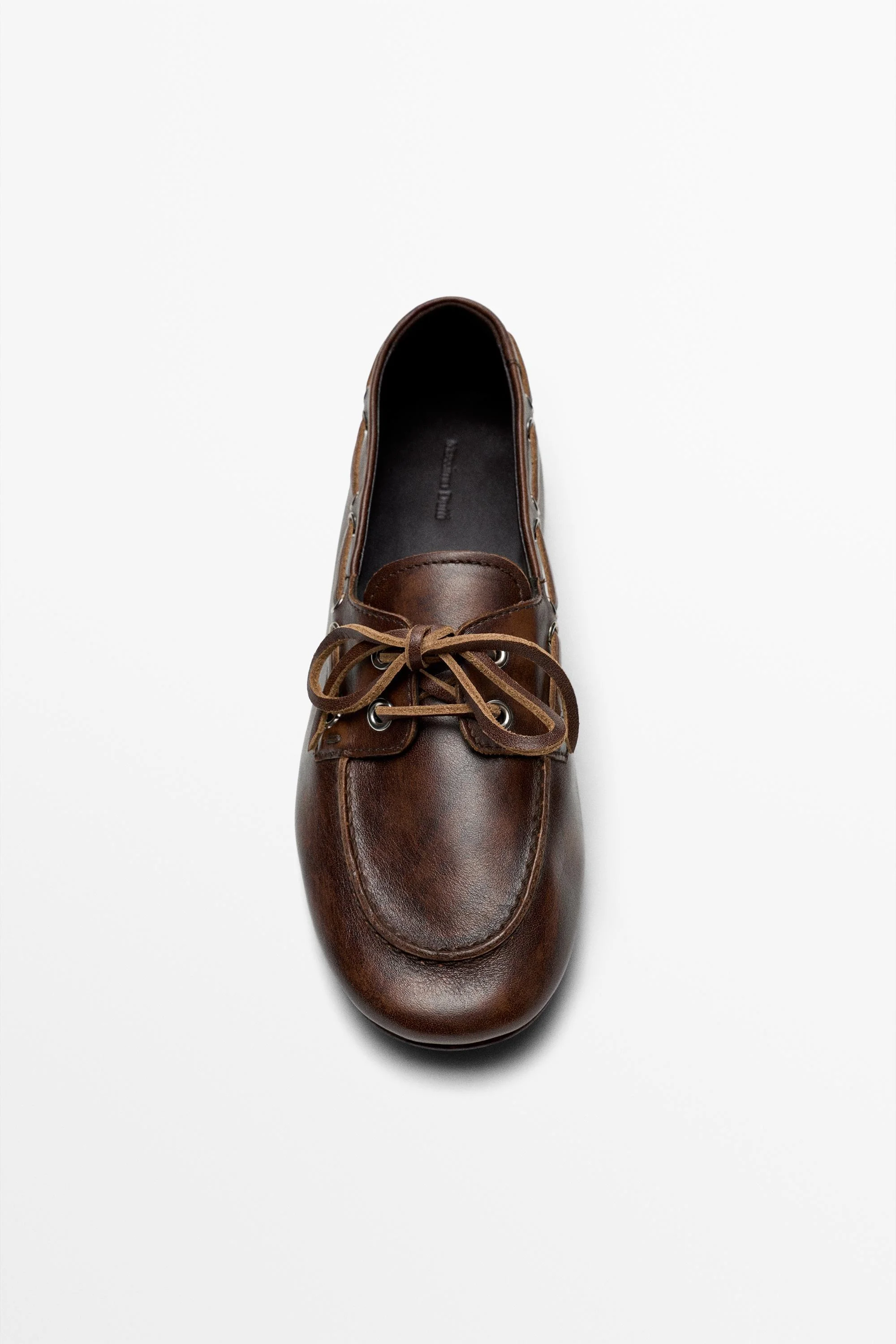 картинка Топсайдеры женские Massimo Dutti Leather Lace-up, коричневый от магазина Одежда+