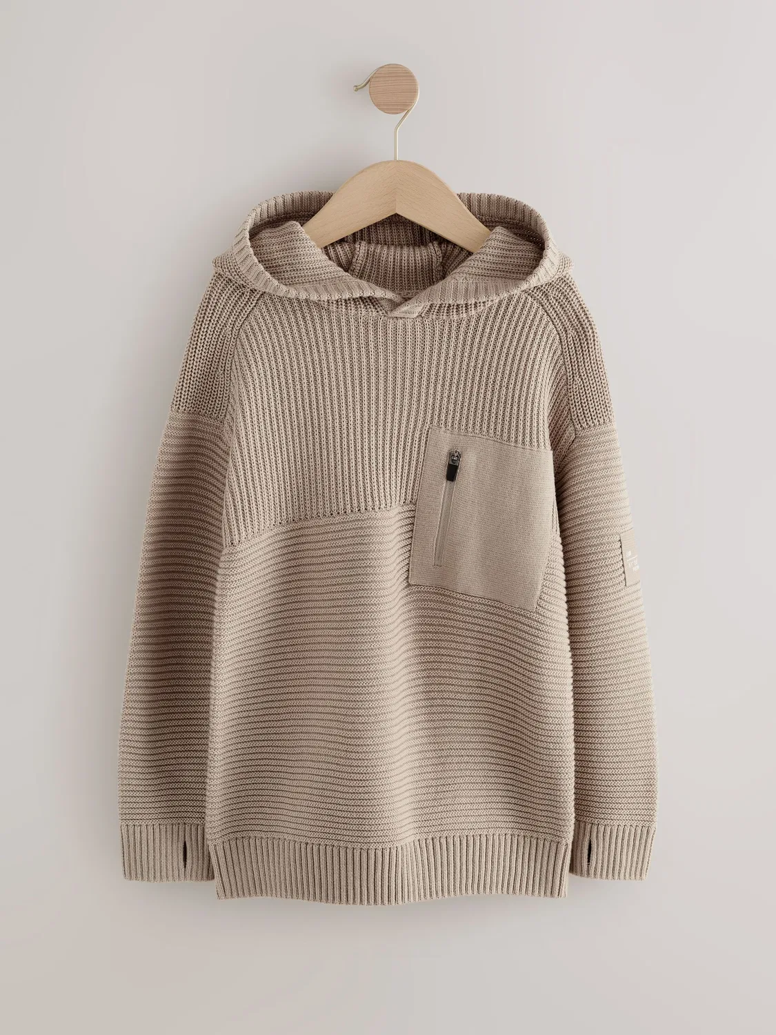 картинка Худи утилитарное вязаное, модель Utility Knitted Hoodie Next, нейтральный от магазина Одежда+
