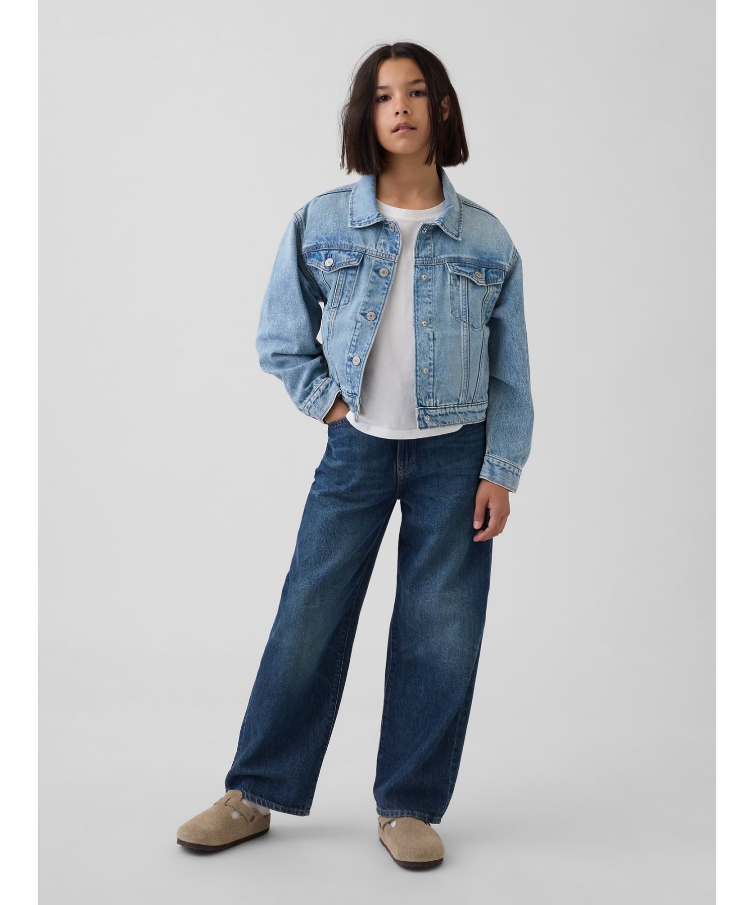 картинка (K) Джинсовая куртка Icon (детская) GAP, LIGHT_WASH от магазина Одежда+