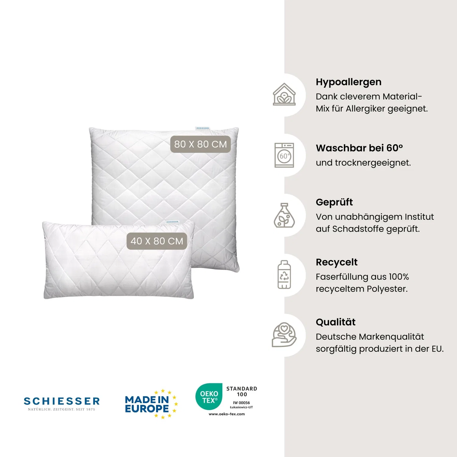 картинка Подушка с регулировкой высоты наполнения Hygge Schiesser, Белый от магазина Одежда+