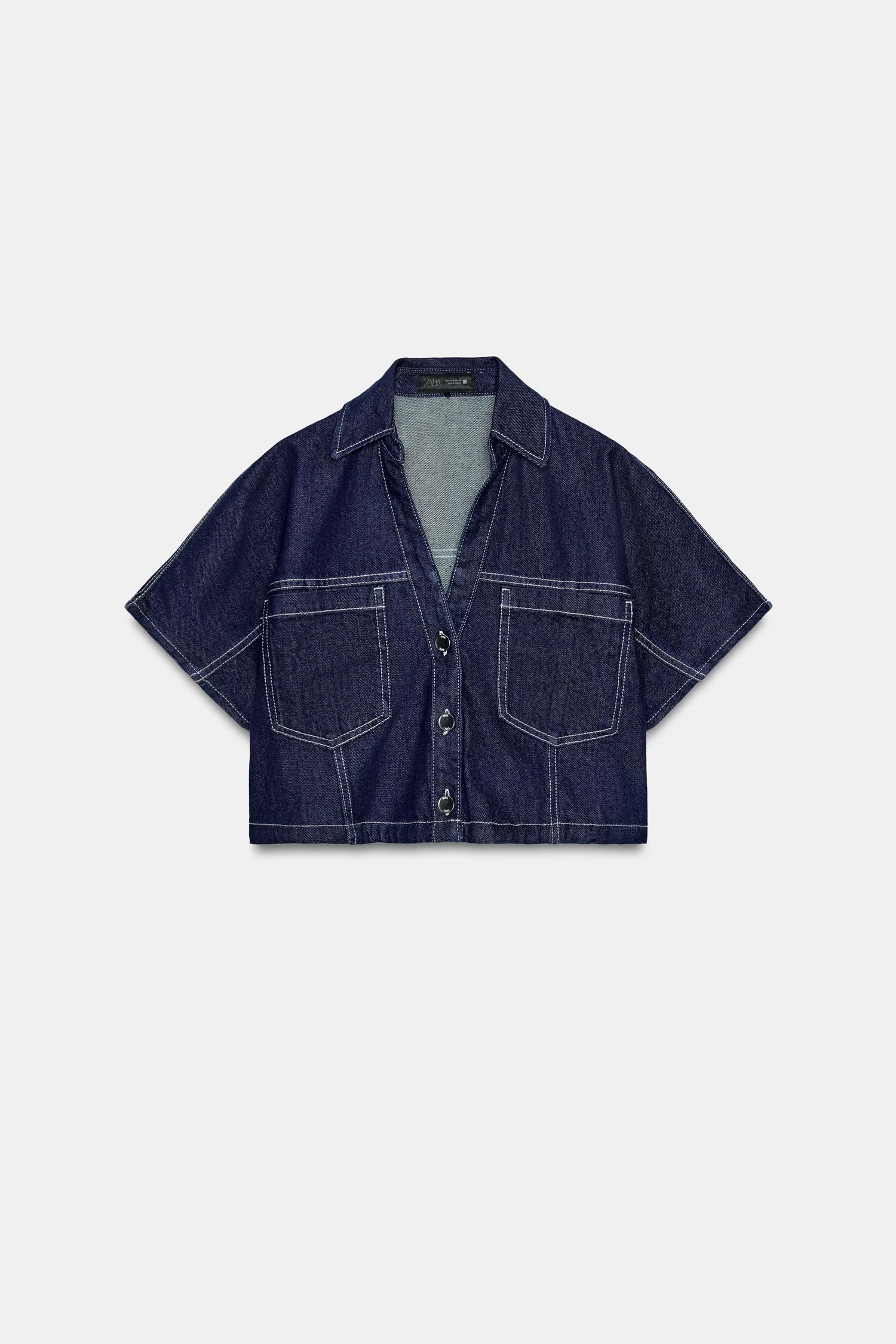 картинка Z1975 короткая джинсовая рубашка Zara, синий от магазина Одежда+