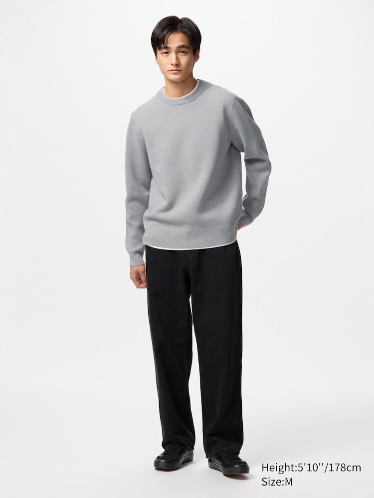 картинка Джемпер Milano Ribed с круглым вырезом Uniqlo, цвет 69 синий от магазина Одежда+