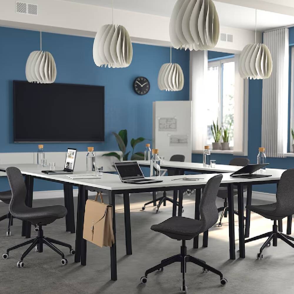 картинка Конференц-стол IKEA MITTZON, 140x68x75 см, белый/черный от магазина Одежда+