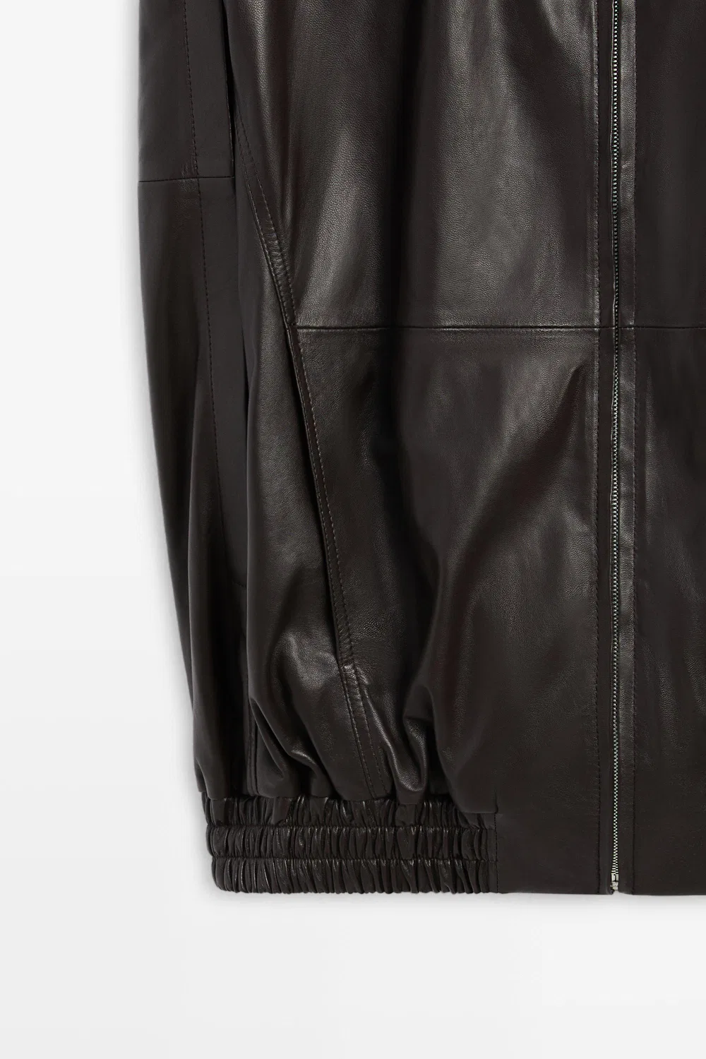 картинка Жилет-бомбер Massimo Dutti Nappa Leather, коричневый от магазина Одежда+