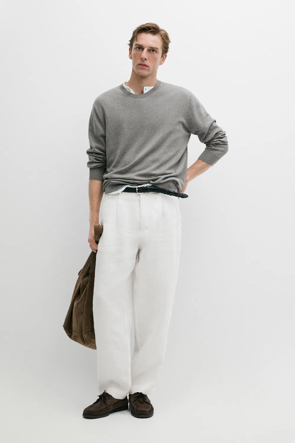 картинка Свитер Massimo Dutti Cotton Blend Knit, антрацитово-серый от магазина Одежда+