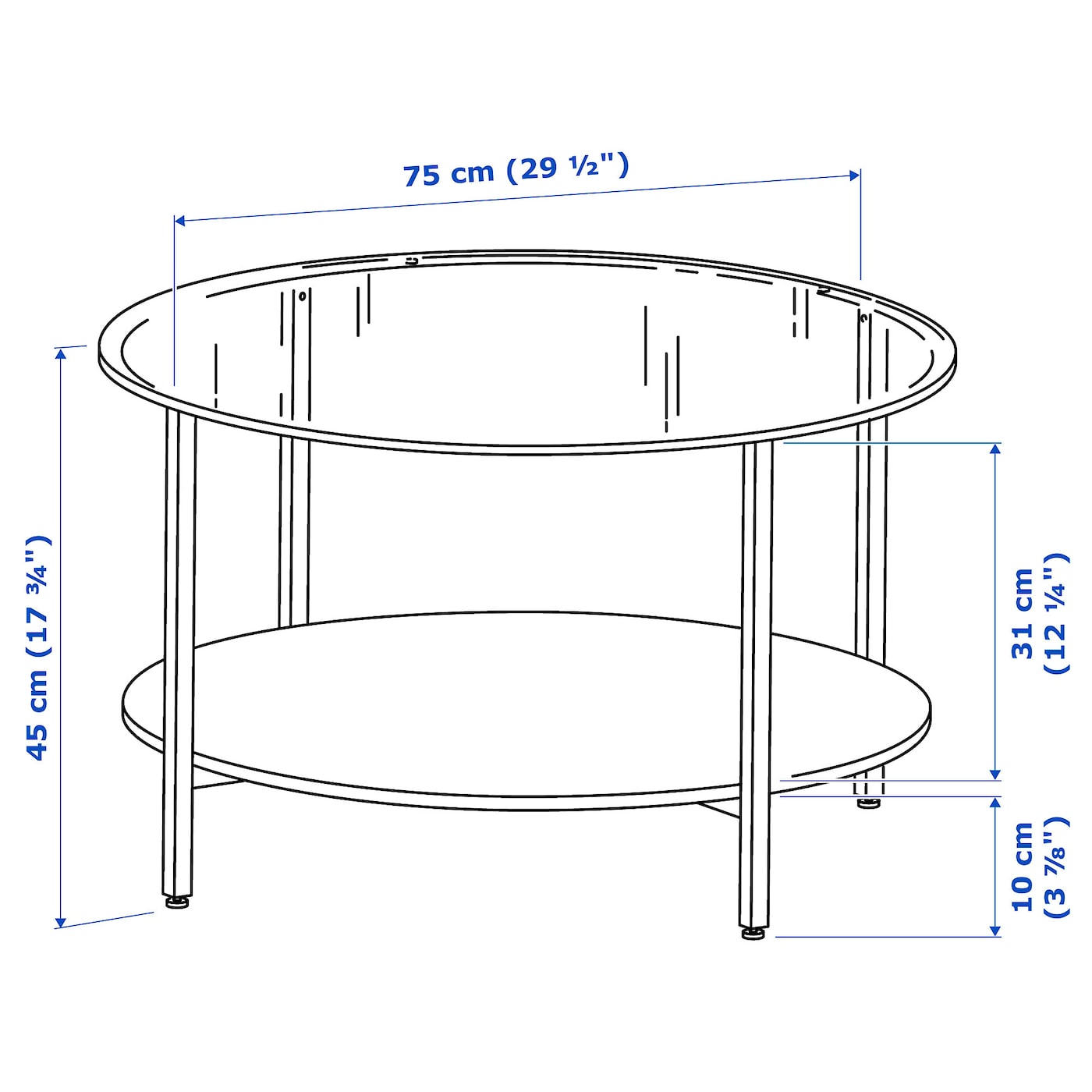картинка Кофейный столик IKEA, 75 см, цвет glass от магазина Одежда+