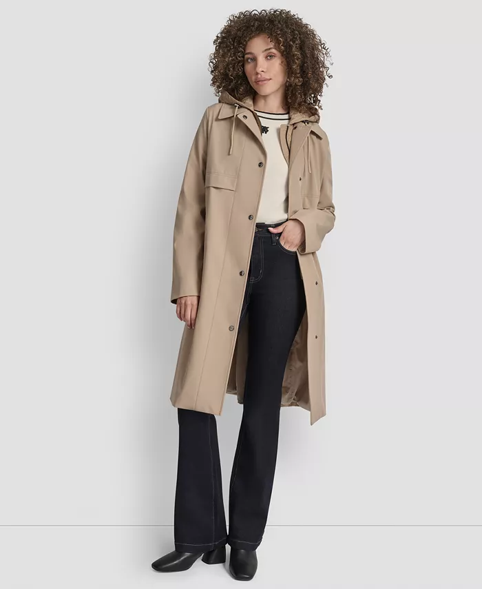 картинка Женский тренчкот с капюшоном и поясом DKNY, коричневый/бежевый от магазина Одежда+