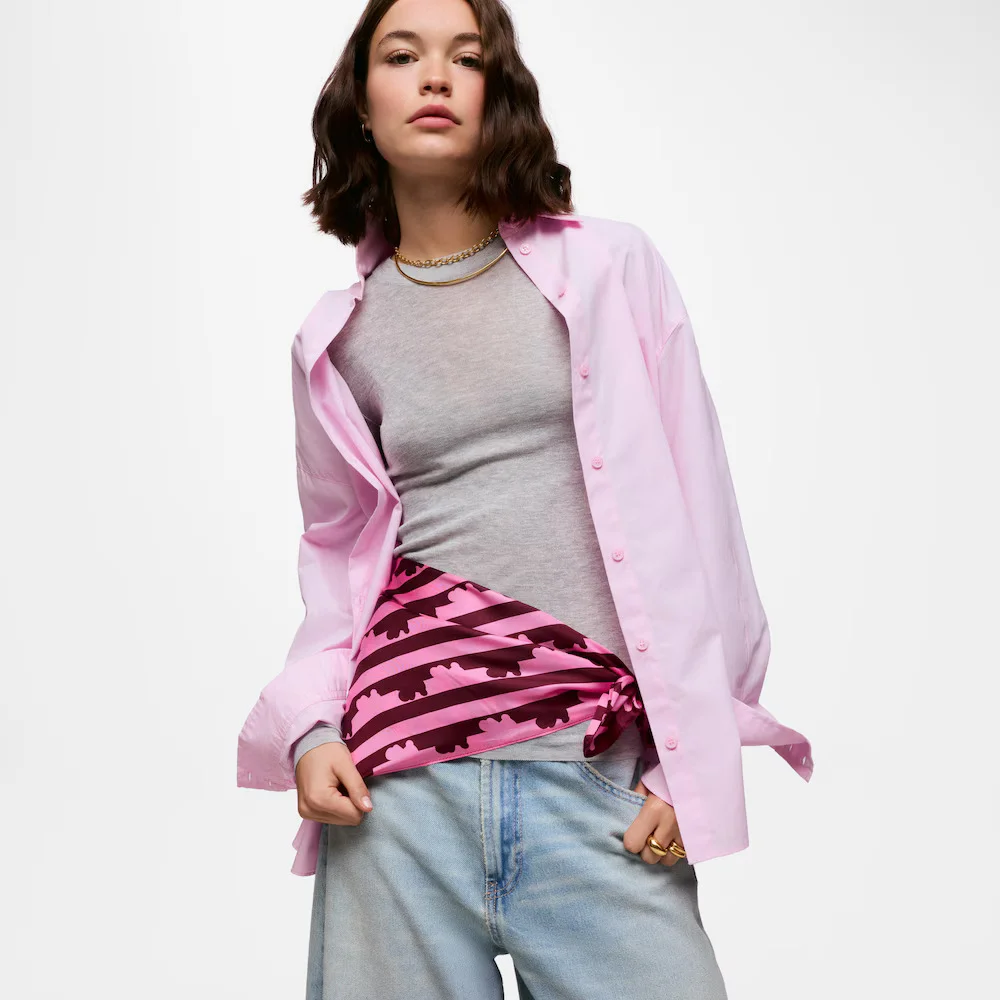 картинка Платок Tous Bear Stripes, бордово-розовый от магазина Одежда+