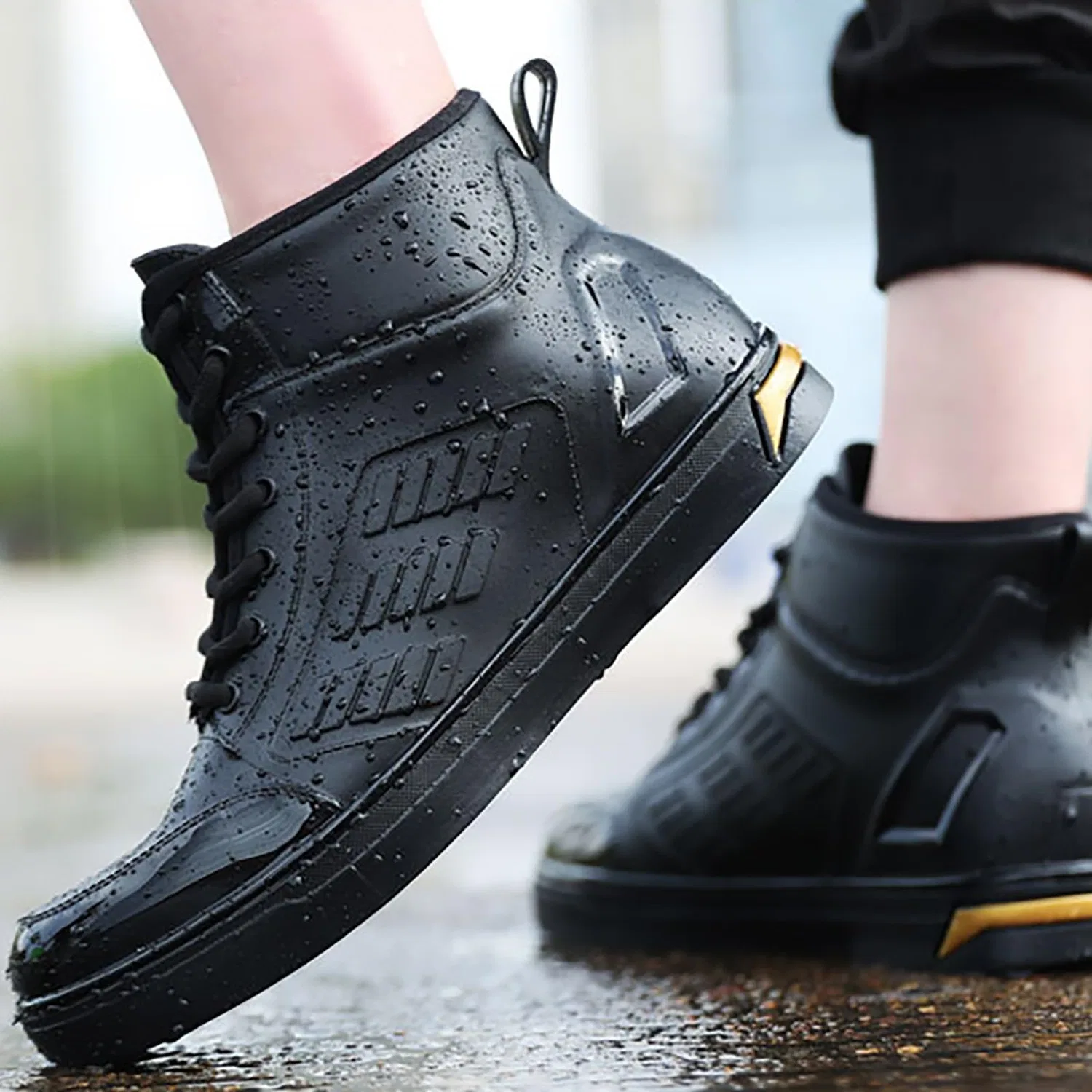 картинка Мужские полусапоги резиновые водонепроницаемые Gummistiefel Damen Kurz, Nero от магазина Одежда+