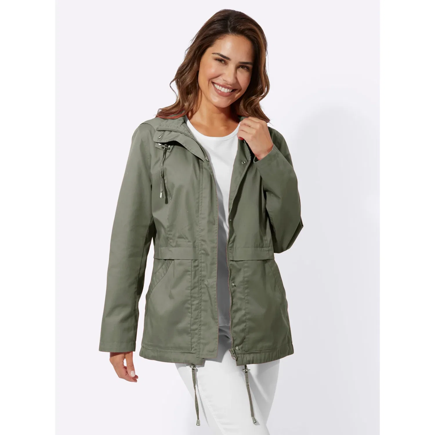 картинка Женский куртка-анорак с капюшоном Classic Basics, Khaki от магазина Одежда+