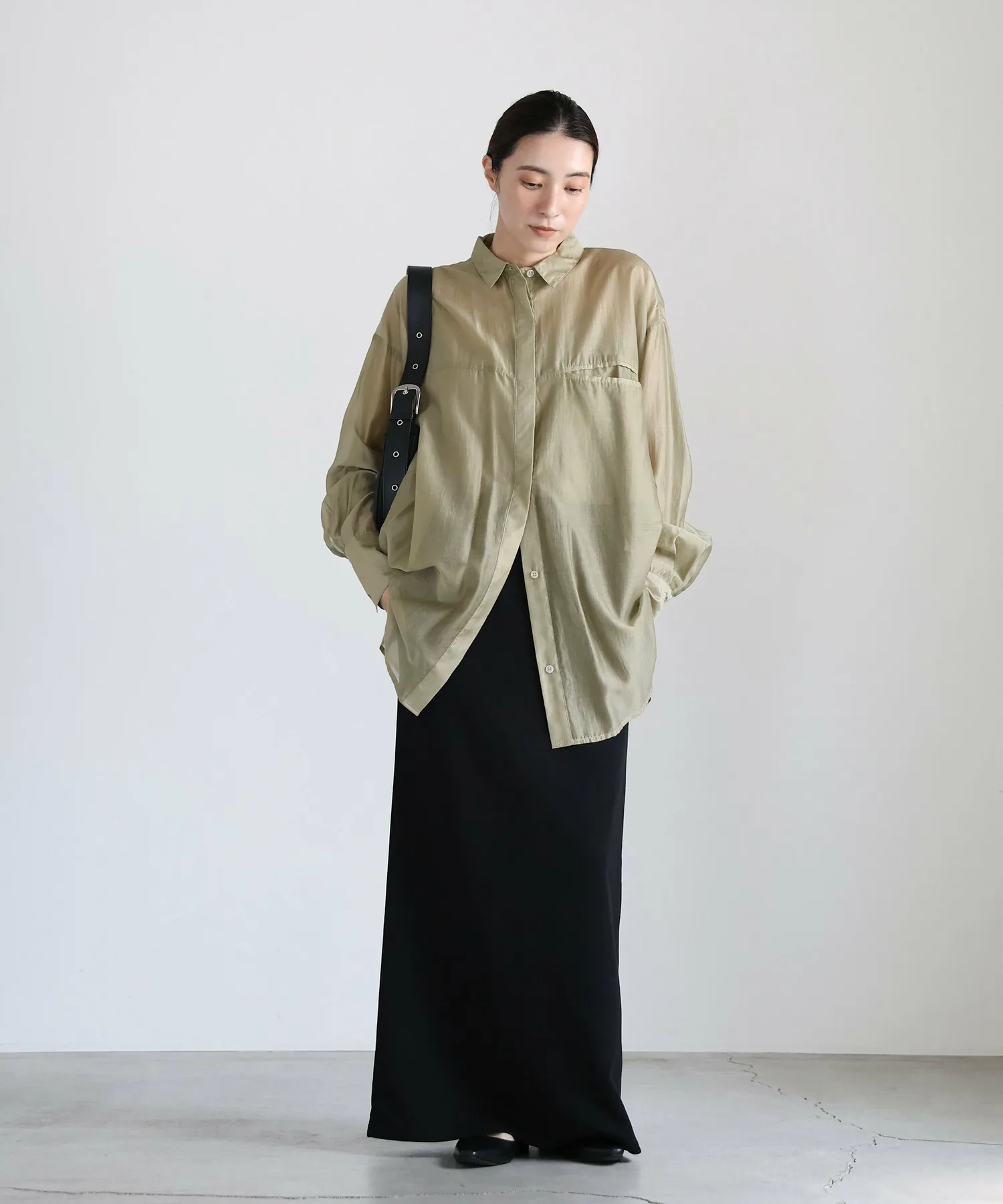 картинка Прозрачная рубашка оверсайз Select Moca, Khaki-03 от магазина Одежда+