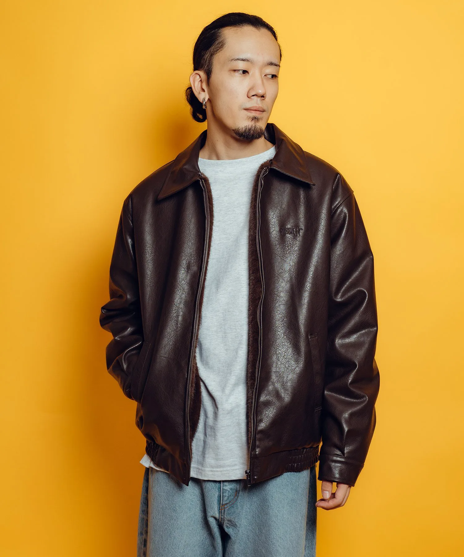 картинка Куртка из искусственной кожи с меховой подкладкой Subciety, Brown от магазина Одежда+