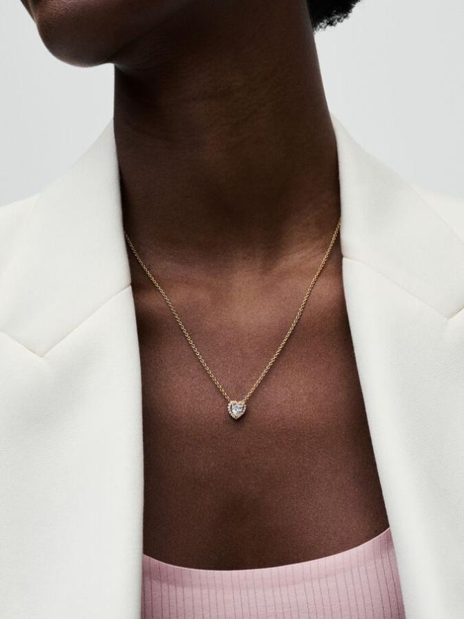 картинка Ожерелье Pandora Sparkling Heart Collier Necklace, золото от магазина Одежда+