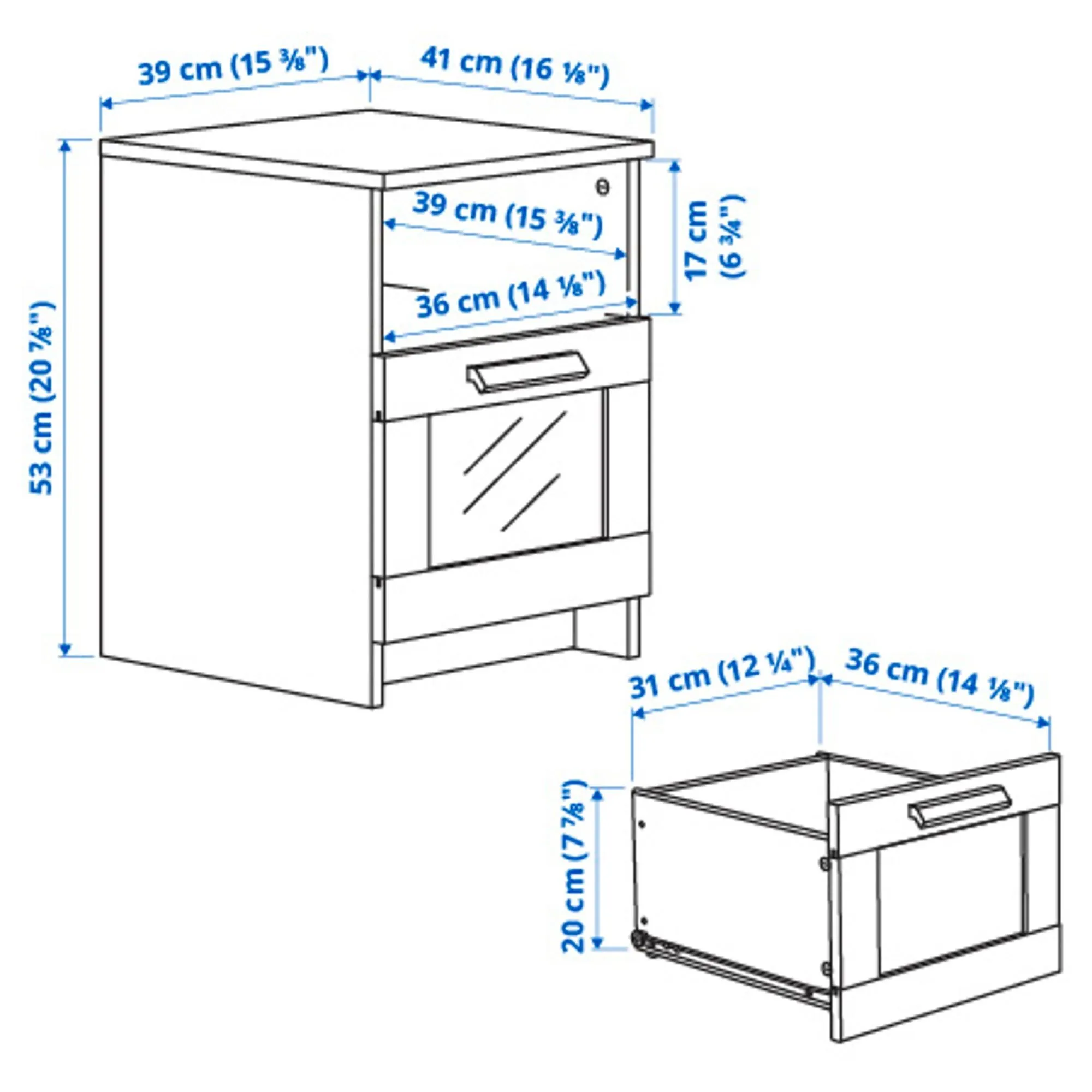 картинка Прикроватная тумба IKEA BRIMNES, 39x41x53 см, белый от магазина Одежда+