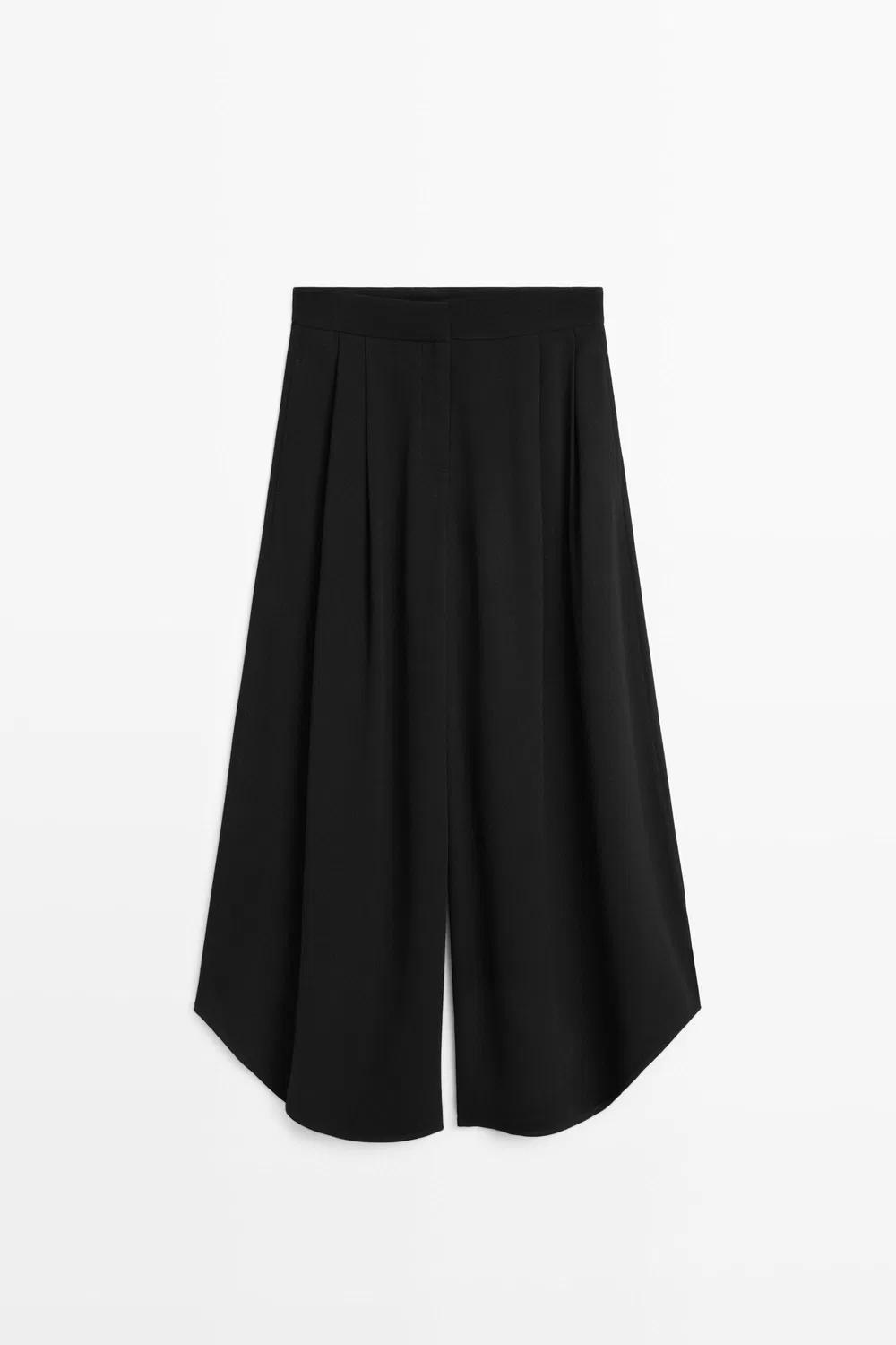 картинка Брюки Massimo Dutti Voluminous Wide-Leg Pleated, черный от магазина Одежда+