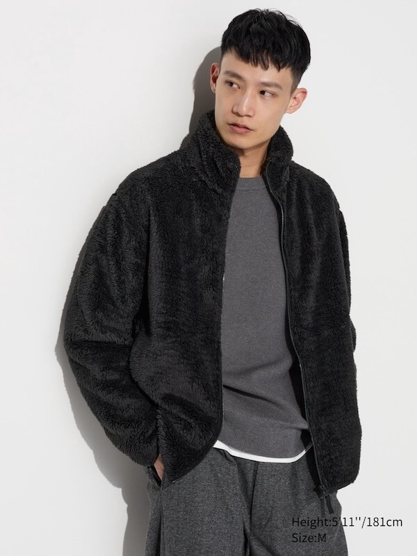 картинка Пушистая флисовая куртка на молнии Uniqlo, 09 черный от магазина Одежда+