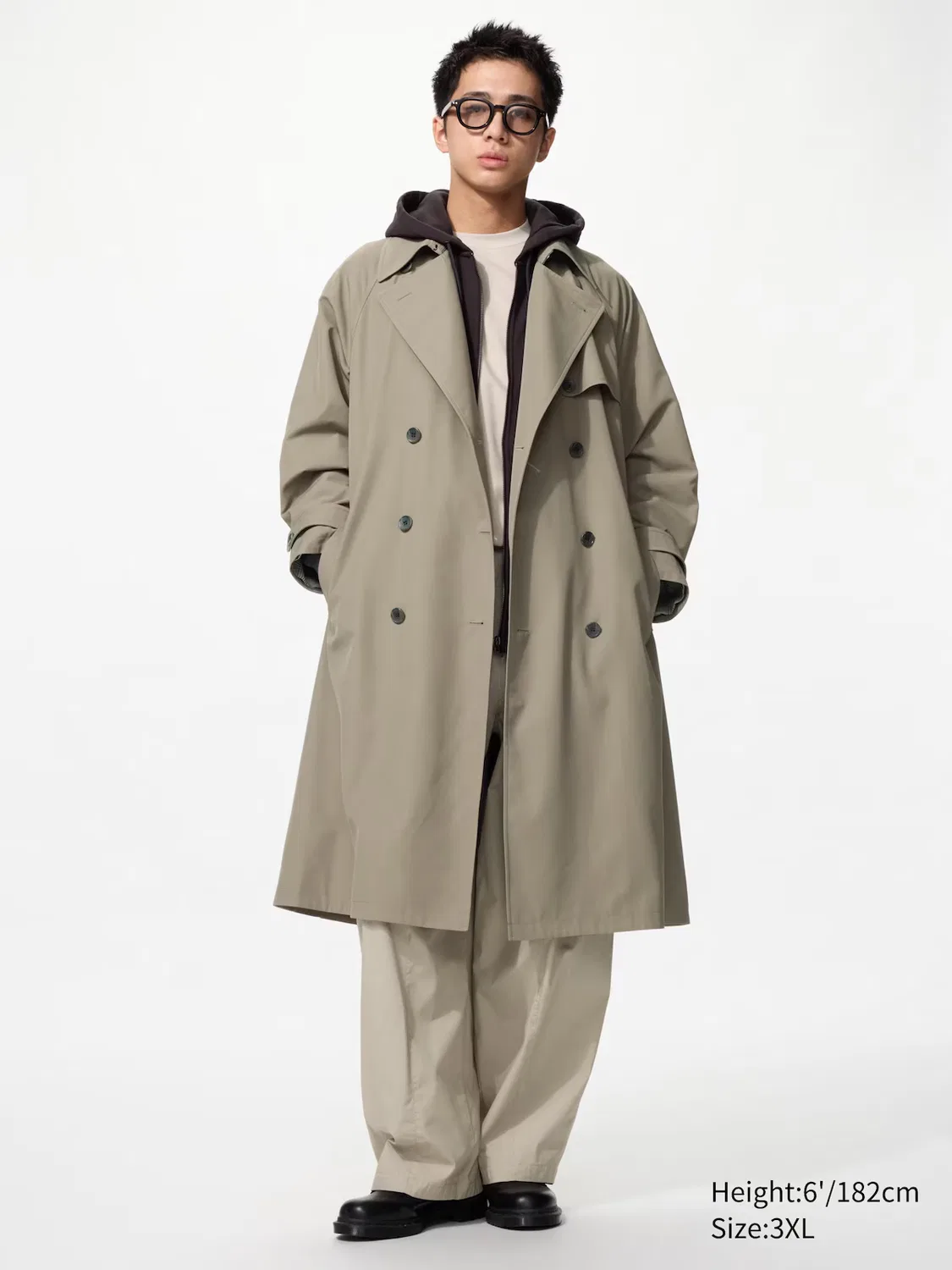 картинка Тренч Uniqlo, классический, черный от магазина Одежда+