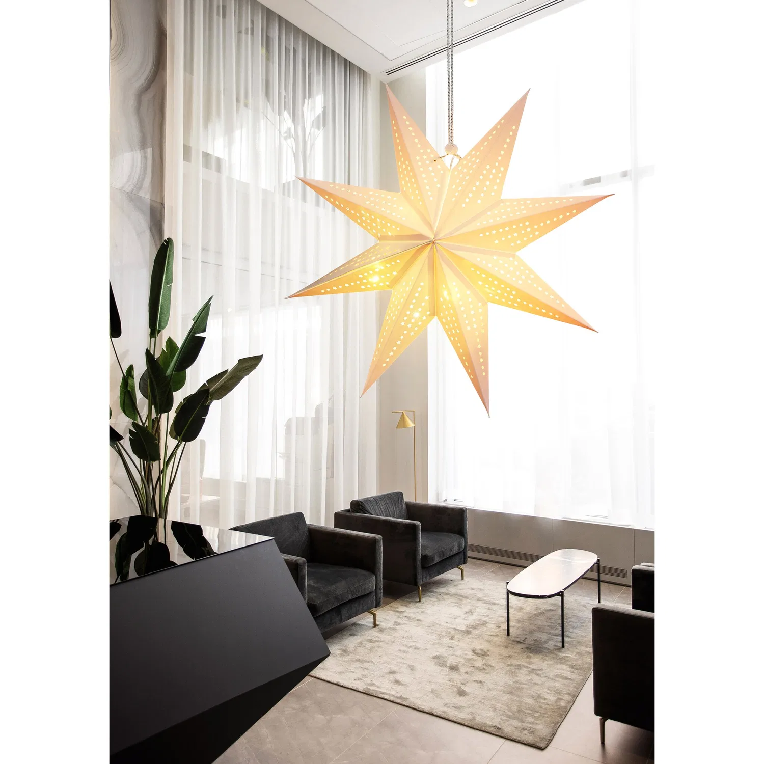 картинка Рождественская звезда LED 45 см бумажная BONETTI, WarmWhite от магазина Одежда+
