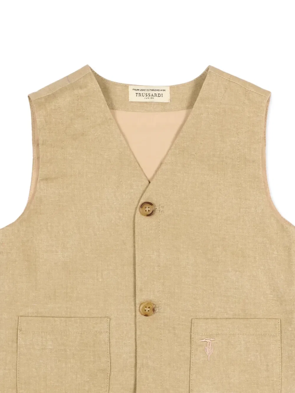 картинка Жилет с карманом на пуговице Trussardi Junior, бежевый от магазина Одежда+